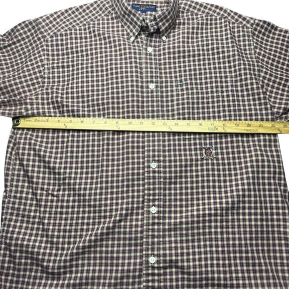 Vintage Tommy Hilfiger Golf Brown Plaid Mens M Button Up Shirt 2000 Preppy - Picture 8 of 8